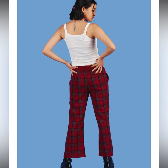 UNIF red plaid trousers pants - Picture 3 of 9